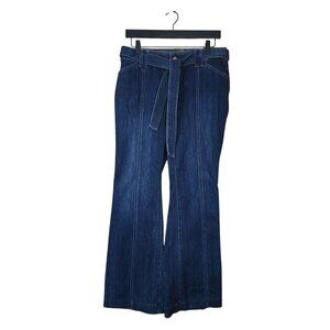Chicos Platinum Trouser Jeans 1 Regular Dark Wash With Belt Cotton Blend Womens